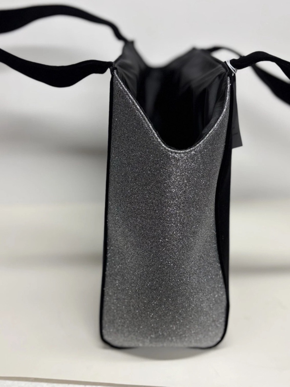 Jimmy Choo Parfums Tote Bag NEW Black Velvet Silver Glitter Overnight Bag - Picture 2 of 14